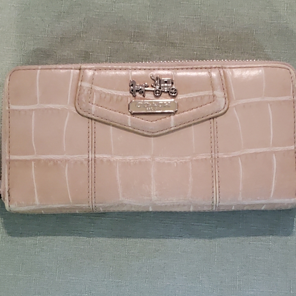 Coach Croc-Embossed Beige Wallet